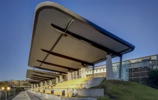 ARCPANEL insulated roof panels over the Moya Dodd Grandstand at UNSW Village Green