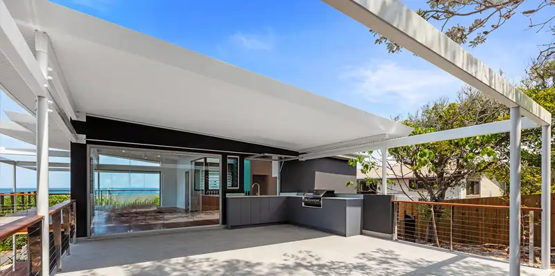 ARCPANEL insulated patio roofing over an outdoor entertaining area