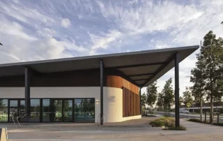 ARCPANEL commercial roof system with long-span cantilevered roofing