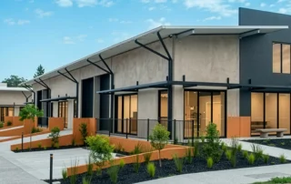 DeltaTrimTrim-EPS-FR low-pitch insulated roof system on a contemporary commercial building