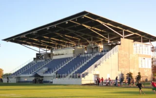 DeltaTrimTrim-EPS-FR long-span insulated roof system over a sporting grandstand