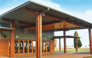 Low-pitch insulated roofing on a contemporary commercial building